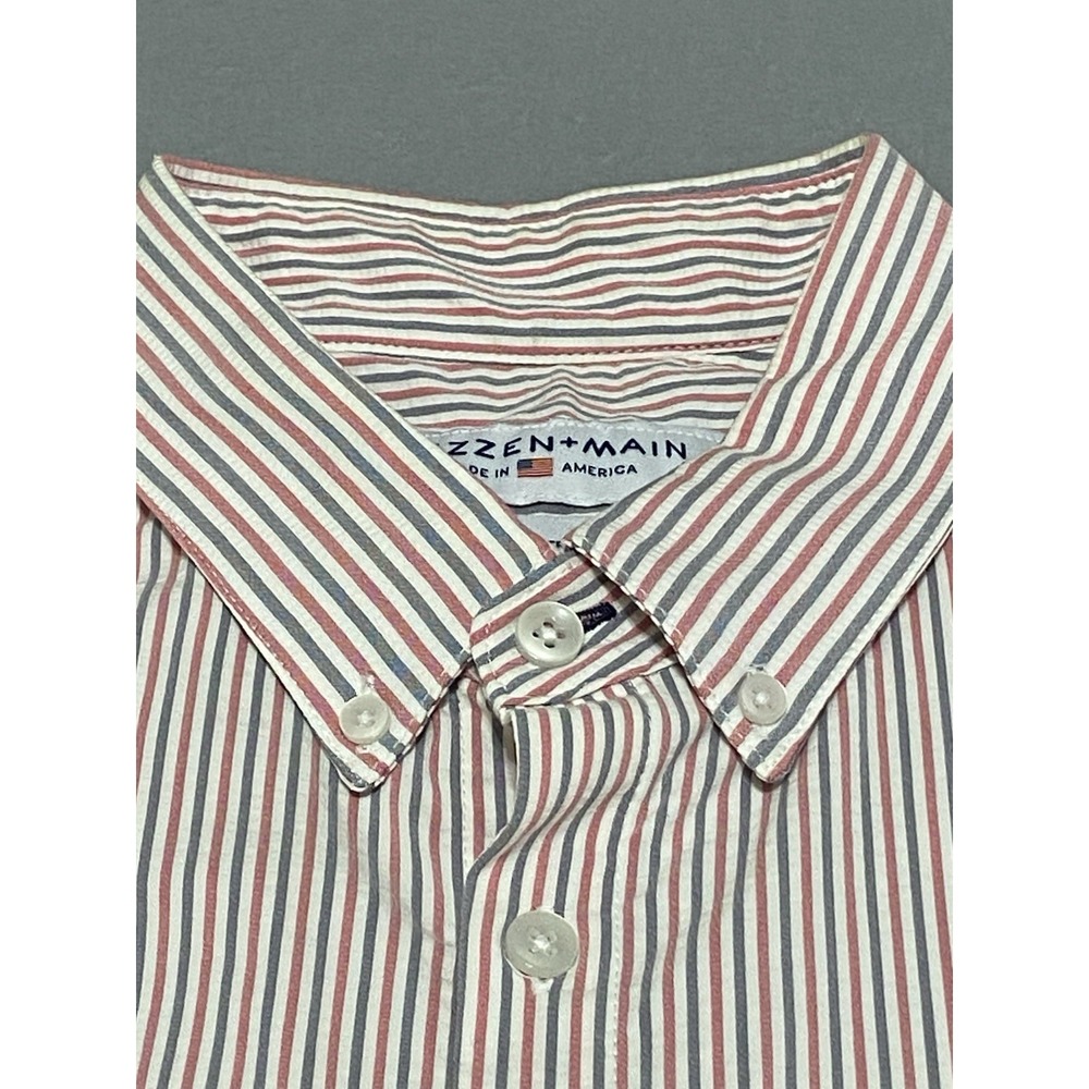 Mizzen+Main Men's Leeward Short Sleeve Button-Down Shirt 2XL Trim Fit Striped - Picture 6 of 10